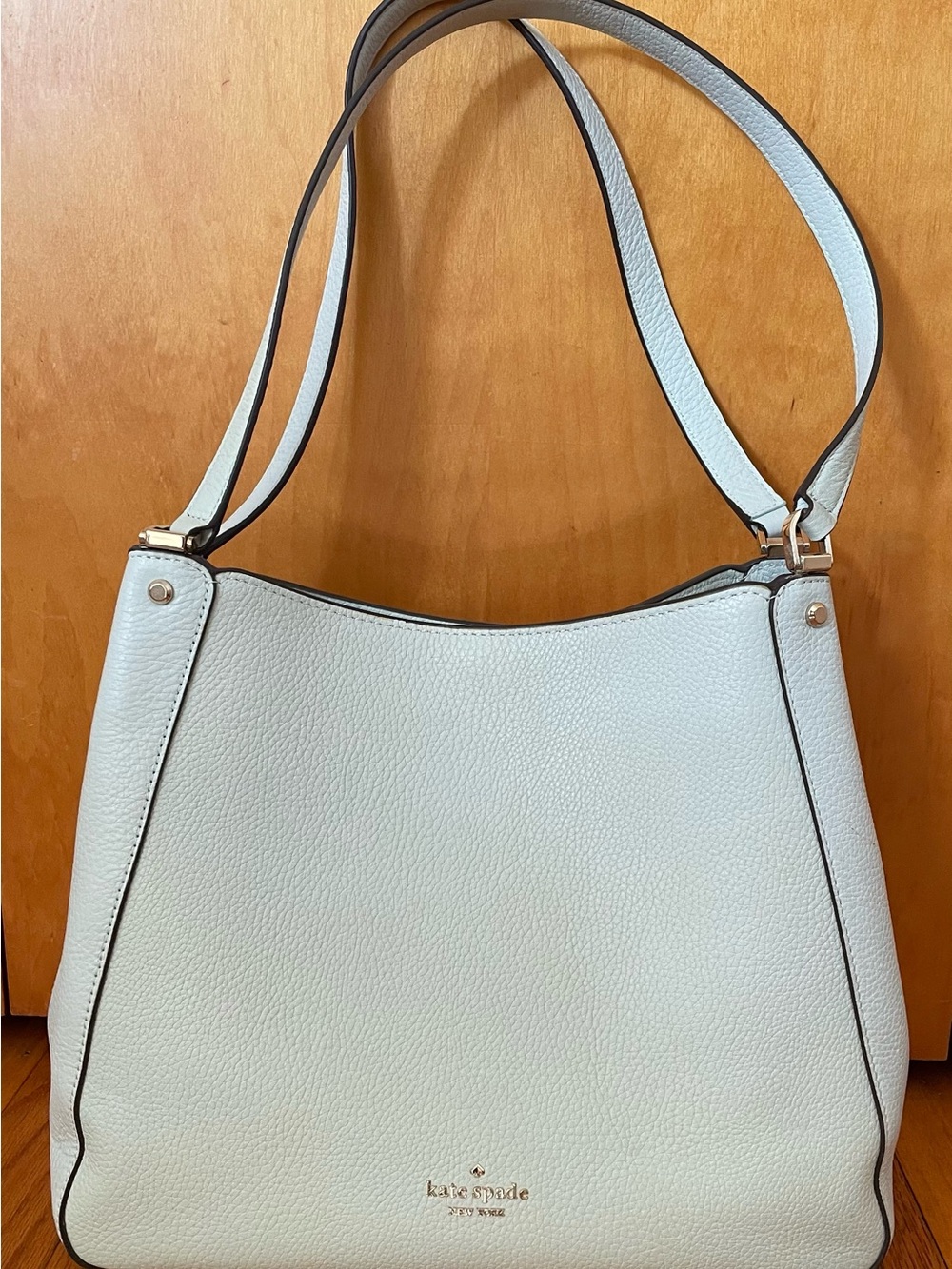 kate spade Light Blue Pebble Leather Shoulder Bag with Silver Hardware
